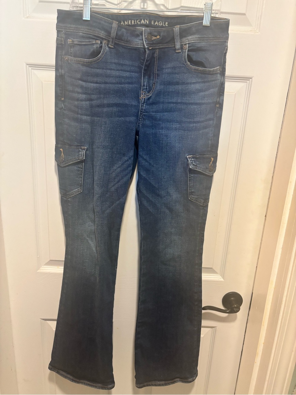 American Eagle Outfitters Dark Blue Cargo Flare Jeans